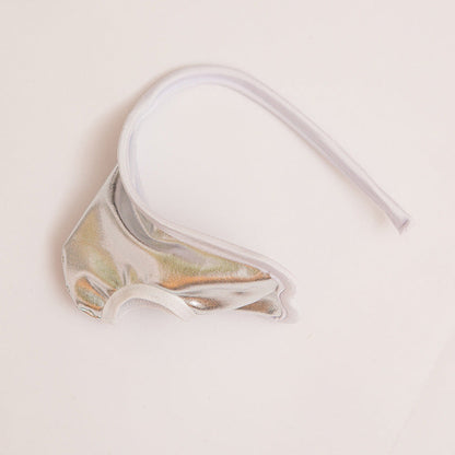 Silver Wet Look Metallic Pouch C String flat lay