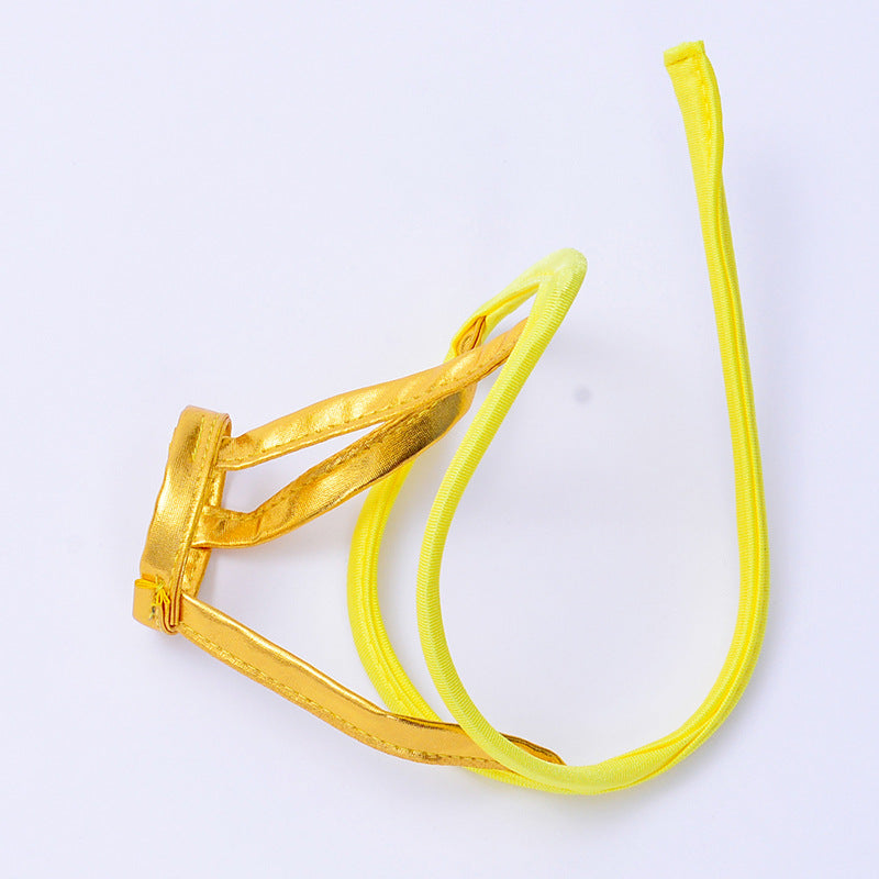 Gold Wet Look Harness Ring C String flat lay