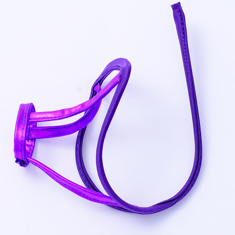 Purple Wet Look Harness Ring C String flat lay