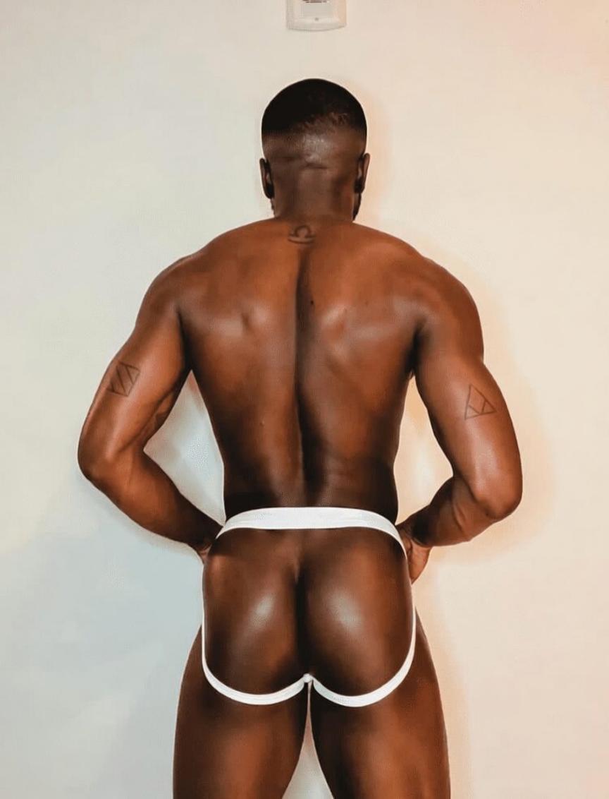 White Adjustable Side Clip Cotton Jockstrap back view
