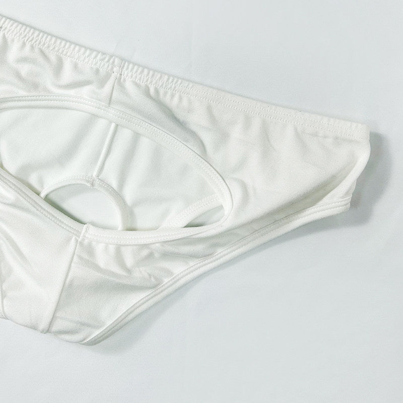 Flat lay of white Open Back Cutout U Pouch Brief