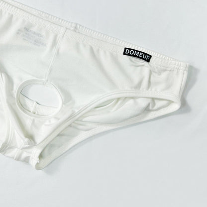 White Open Back Cutout U Pouch Brief flat lay