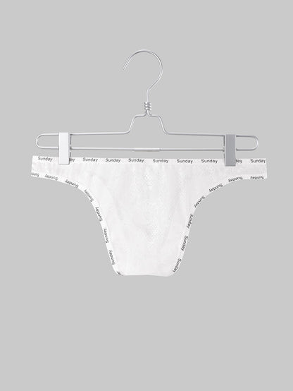 White Sheer Floral Lace Low Rise Bikini Brief back view