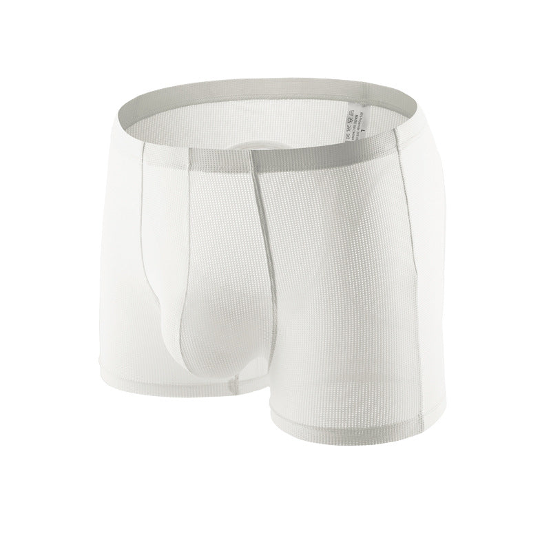 Alternate flat lay of white Sheer Mesh Open Back Boxer Briefs