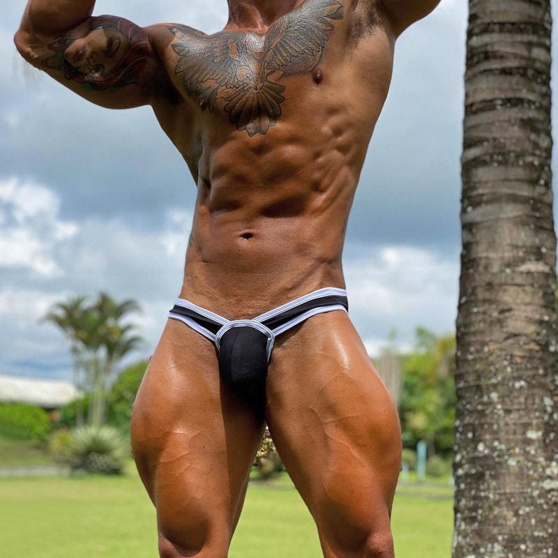 White 3D Support Pouch Contrast Trim Modal Brief model view