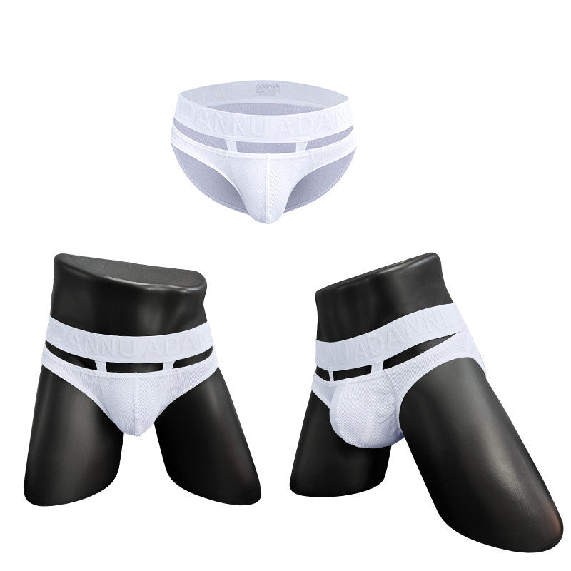 White Ribbed Cotton Strap Window Brief product view