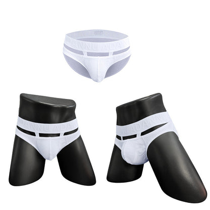 White Ribbed Cotton Strap Window Brief product view