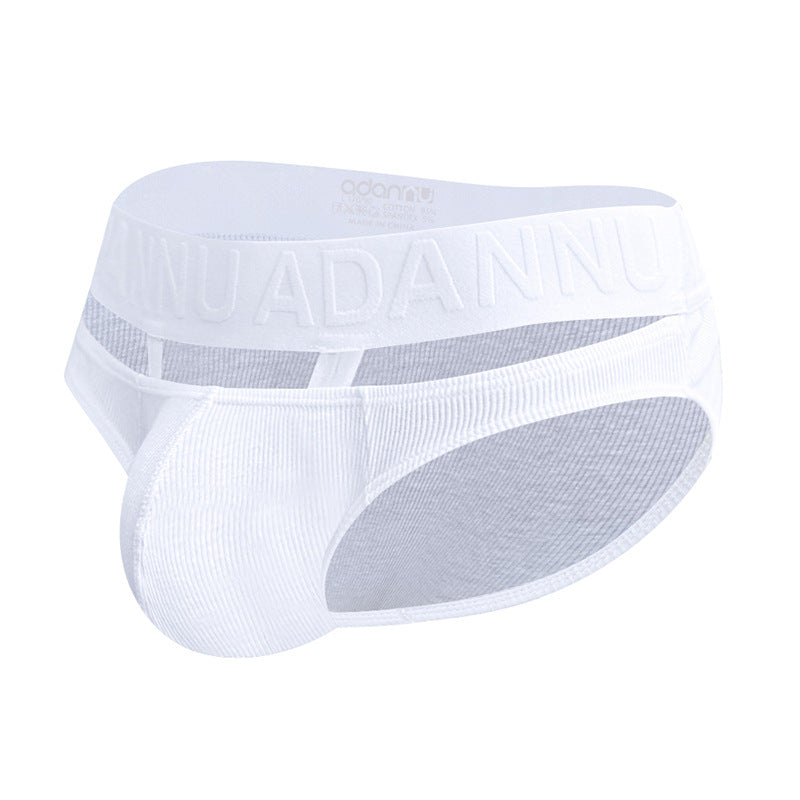White Ribbed Cotton Strap Window Brief side view
