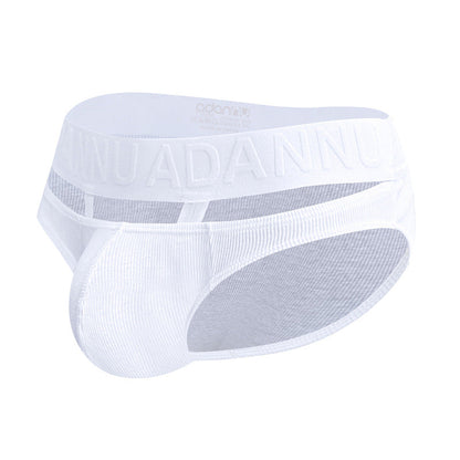 White Ribbed Cotton Strap Window Brief side view