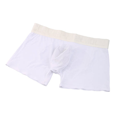Alternate flat lay of white Seamless Ice Silk Heart Mesh Boxer Briefs