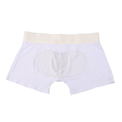 Detailed flat lay showing white Seamless Ice Silk Heart Mesh Boxer Briefs