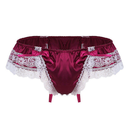 Frilly Satin Open Back Ruffle Panty