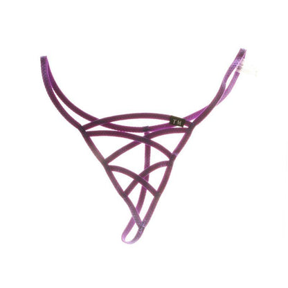 Purple Open Strappy Pouch Low Rise G String flat lay