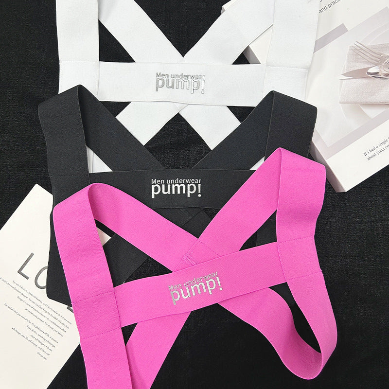 Double Strap Open Back Jockstrap Harness Set flat lay