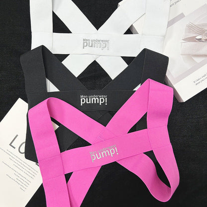 Double Strap Open Back Jockstrap Harness Set flat lay