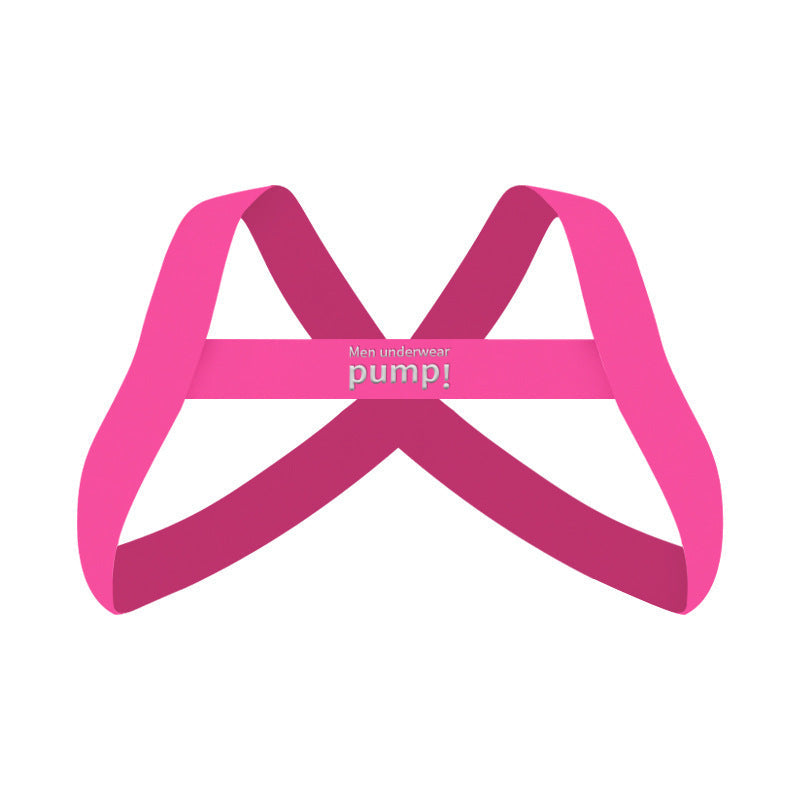 Flat lay of pink Double Strap Open Back Jockstrap Harness Set
