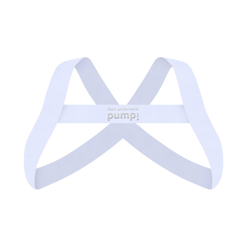 Flat lay of white Double Strap Open Back Jockstrap Harness Set