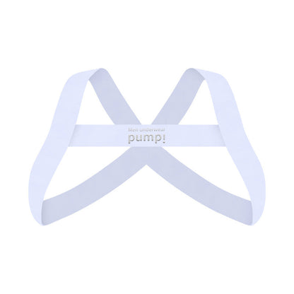 Flat lay of white Double Strap Open Back Jockstrap Harness Set