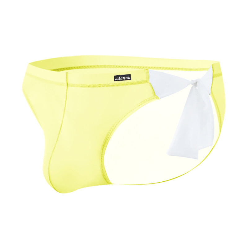 Yellow Sheer String Bikini Brief with Chiffon Bow product view