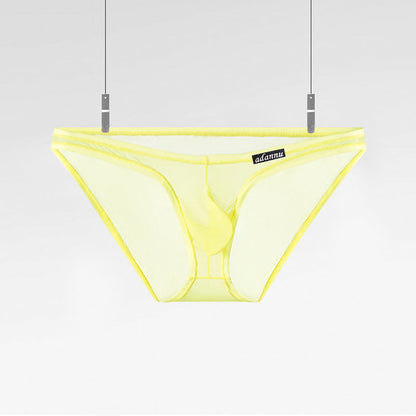 Yellow Transparent Low Rise Contour Pouch Brief flat lay