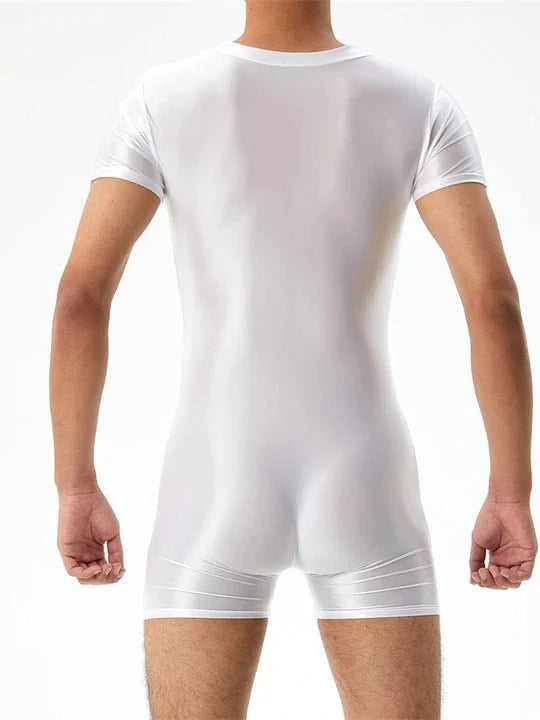 Zip Up Design Oiled Shinny Bodysuit alternate view 9