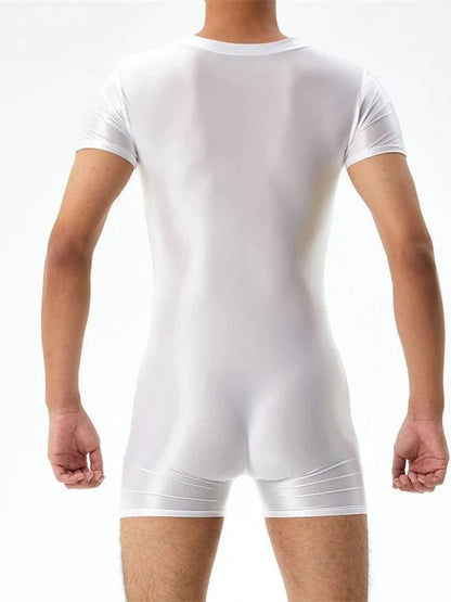 Zip Up Design Oiled Shinny Bodysuit alternate view 9