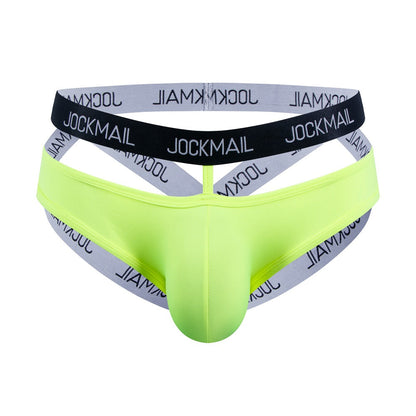 Yellow Double Waistband Enhancing Pouch Jockstrap product view