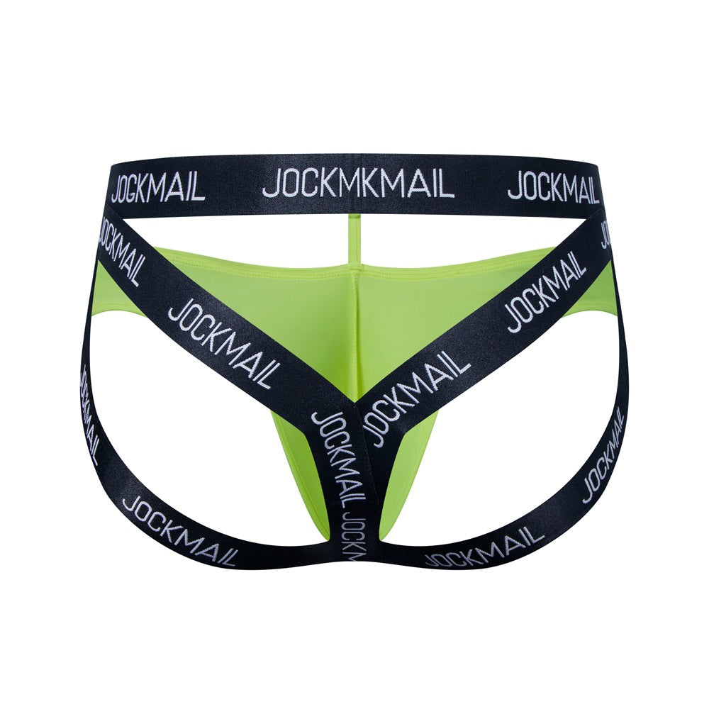 Yellow Double Waistband Enhancing Pouch Jockstrap back view