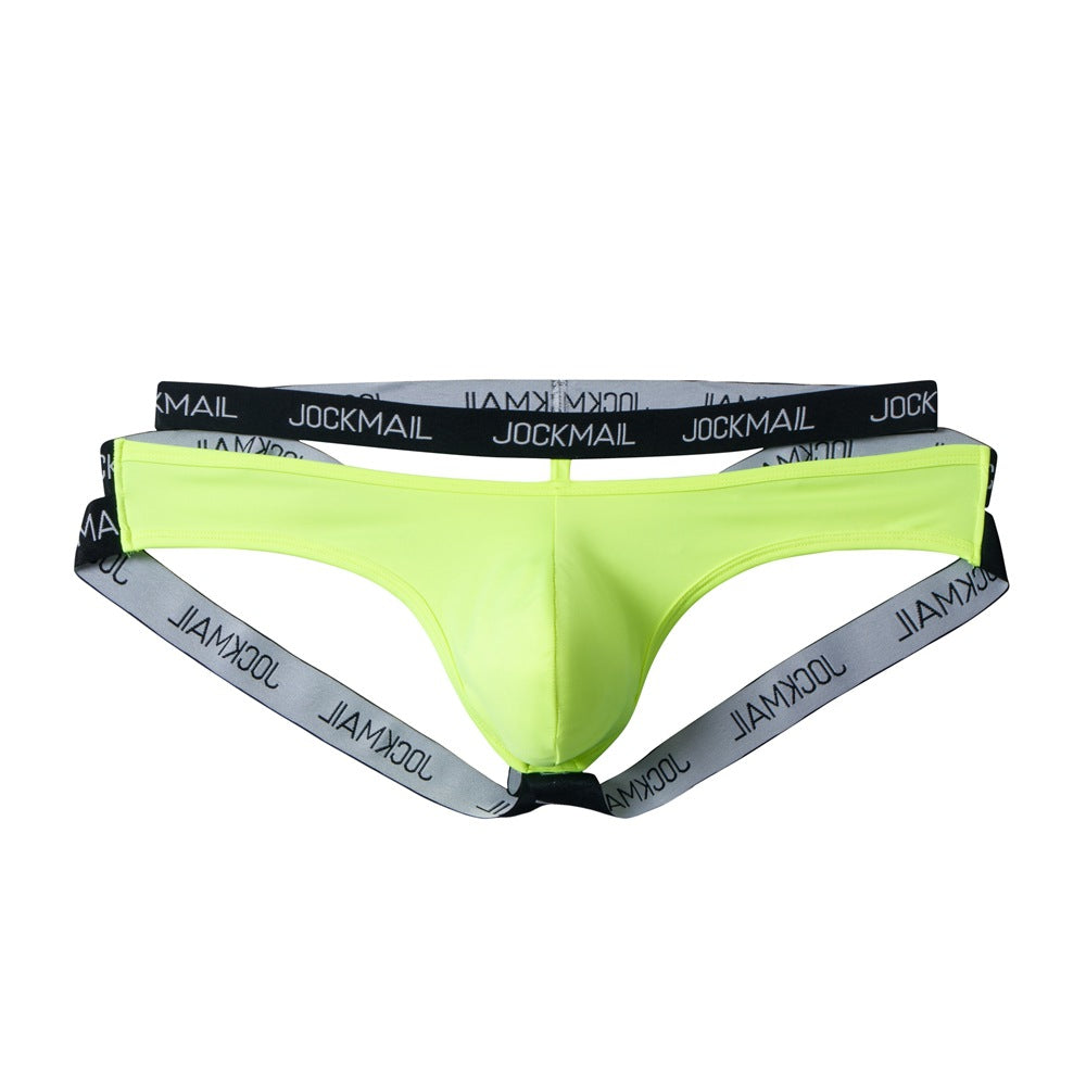 Alternate view of yellow Double Waistband Enhancing Pouch Jockstrap