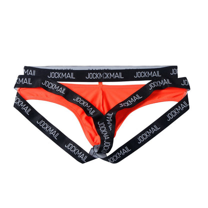 Alternate view of orange Double Waistband Enhancing Pouch Jockstrap