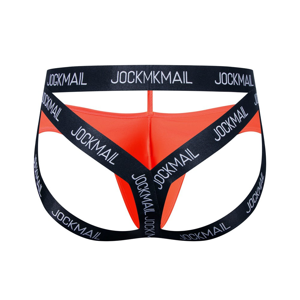 Orange Double Waistband Enhancing Pouch Jockstrap back view