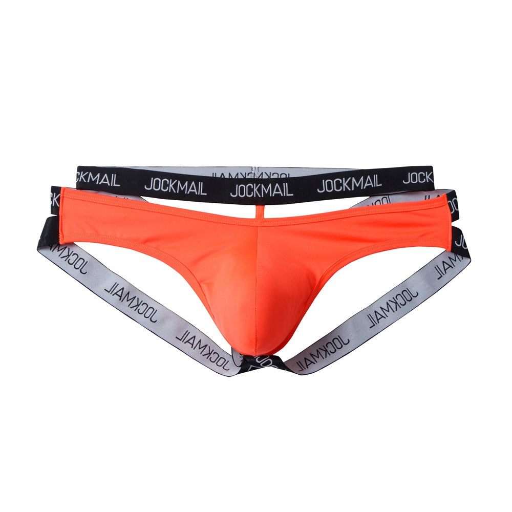 Orange Double Waistband Enhancing Pouch Jockstrap product view