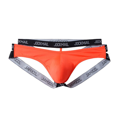 Orange Double Waistband Enhancing Pouch Jockstrap product view