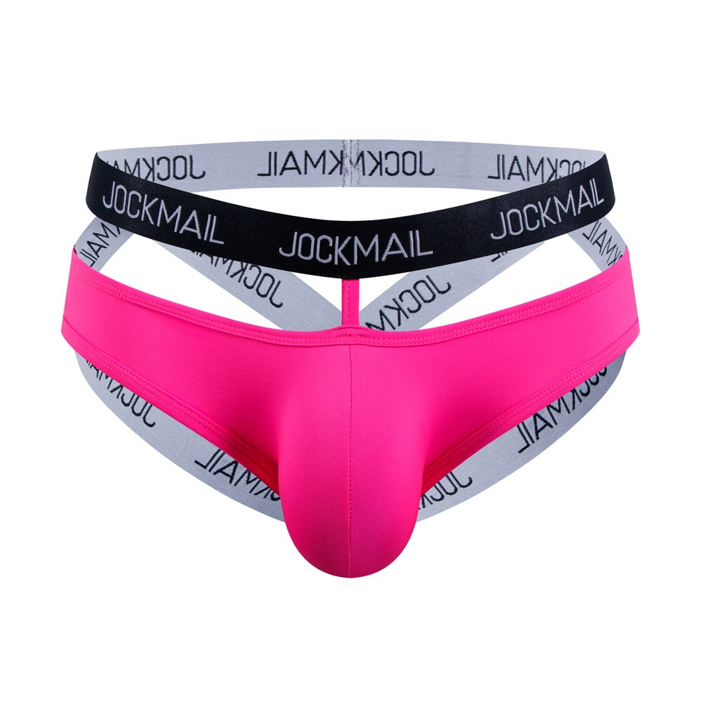 Pink Double Waistband Enhancing Pouch Jockstrap front view