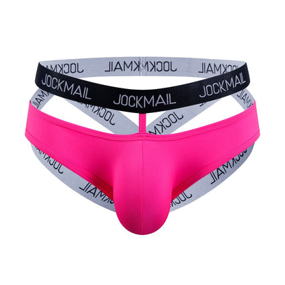 Pink Double Waistband Enhancing Pouch Jockstrap front view