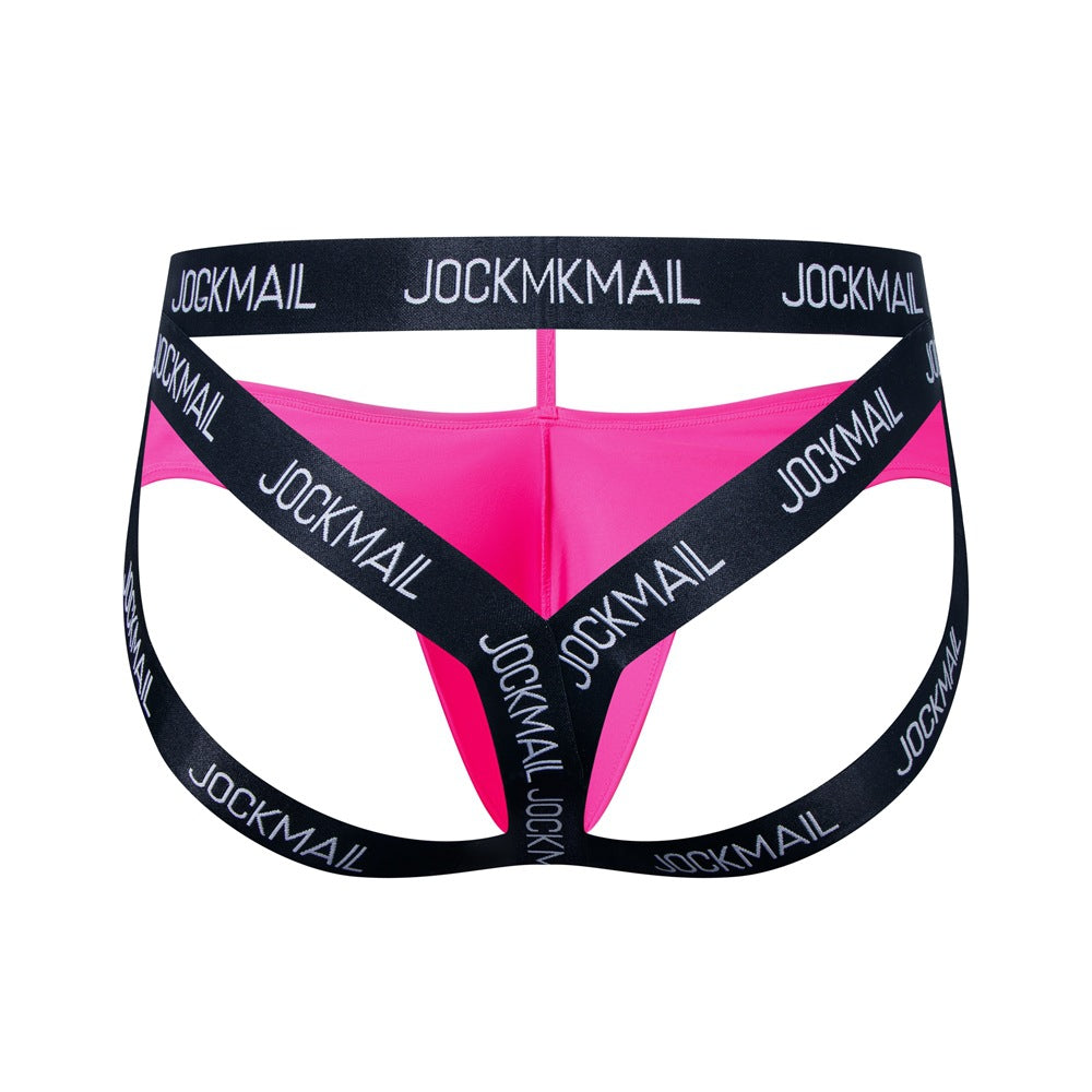Pink Double Waistband Enhancing Pouch Jockstrap back view