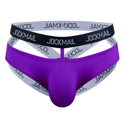 Purple Double Waistband Enhancing Pouch Jockstrap front view