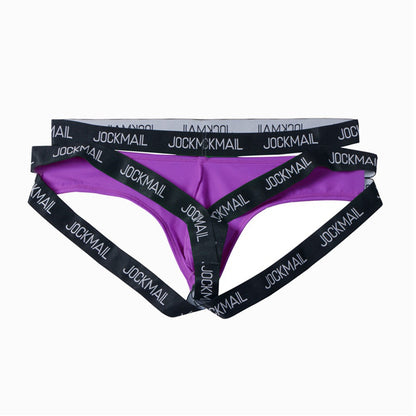 Purple Double Waistband Enhancing Pouch Jockstrap back view