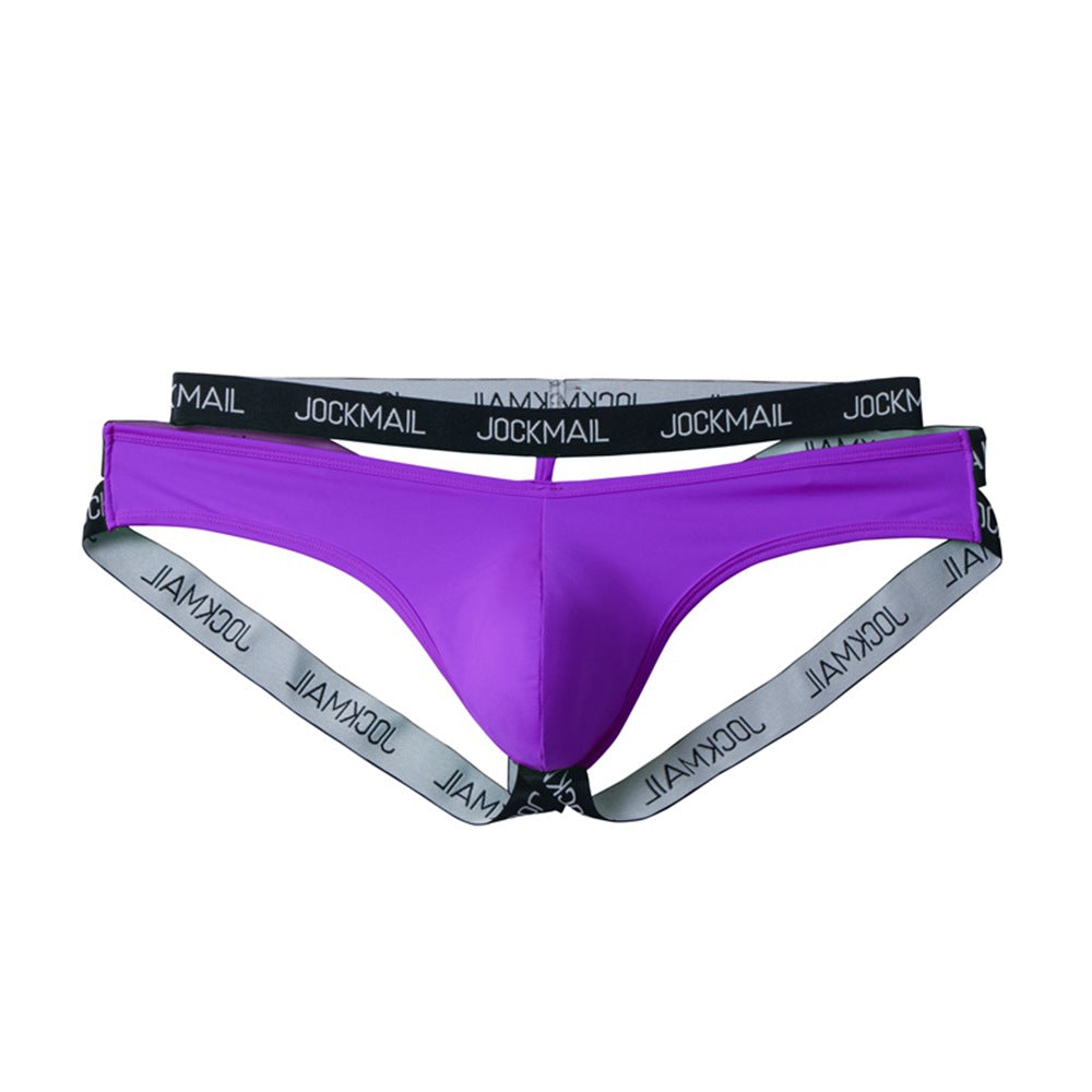 Purple Double Waistband Enhancing Pouch Jockstrap product view