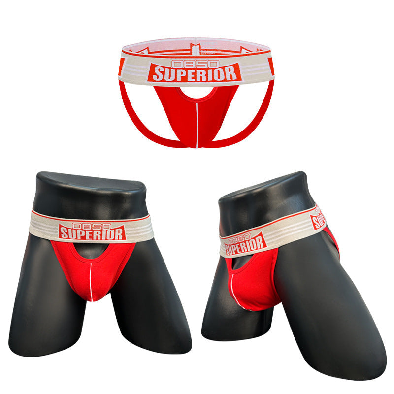 Additional product view of red Retro Wide Waistband Cotton Jockstrap