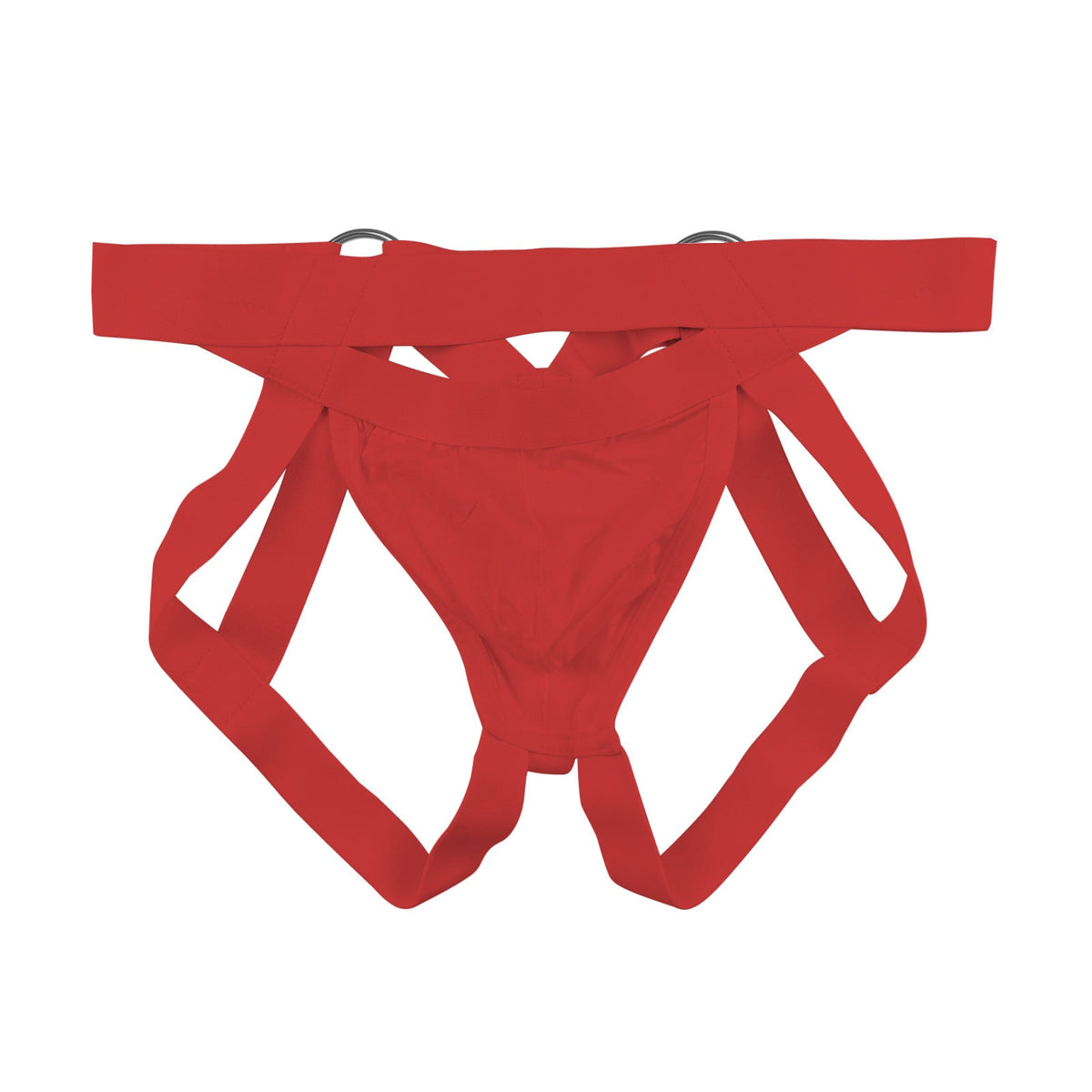 Red Metal Ring Cutout Double Waistband Jockstrap close up detail