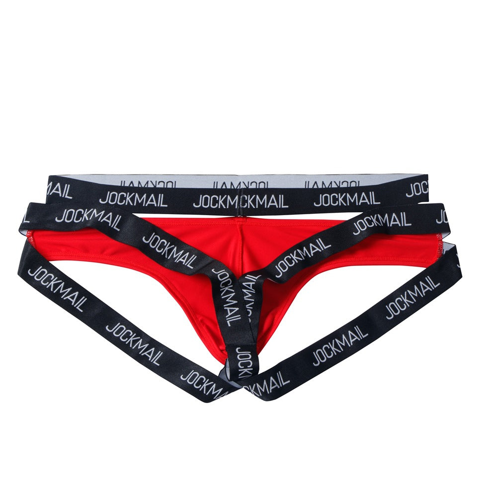 Double Waistband Enhancing Pouch Jockstrap in red product detail