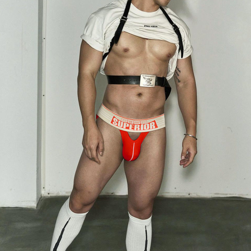 Alternate view of red Retro Wide Waistband Cotton Jockstrap