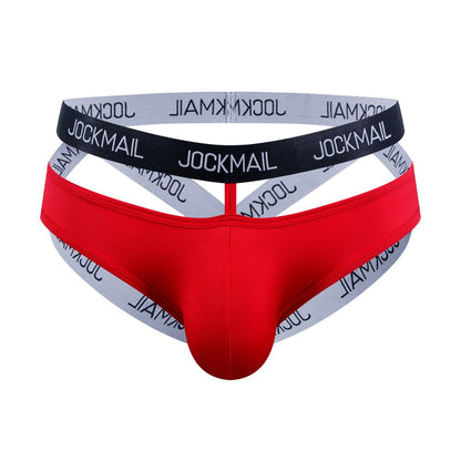 Alternate view of red Double Waistband Enhancing Pouch Jockstrap