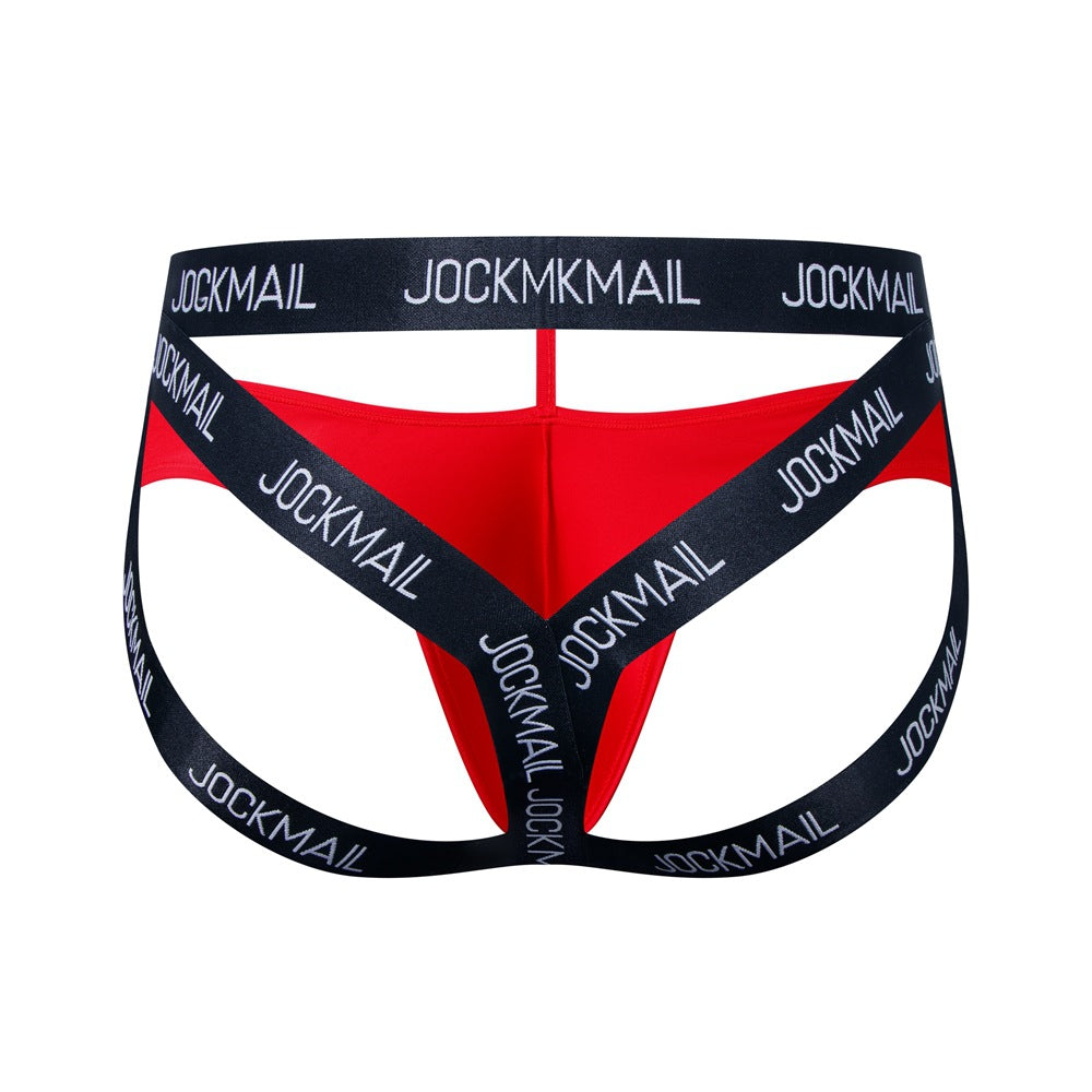 Red Double Waistband Enhancing Pouch Jockstrap back view