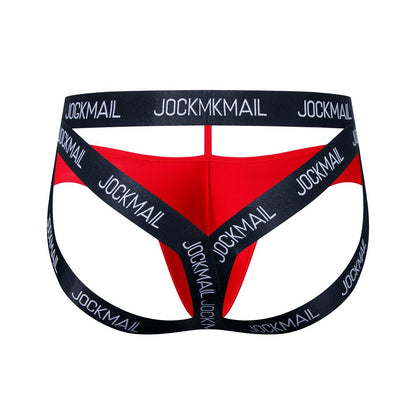 Red Double Waistband Enhancing Pouch Jockstrap back view