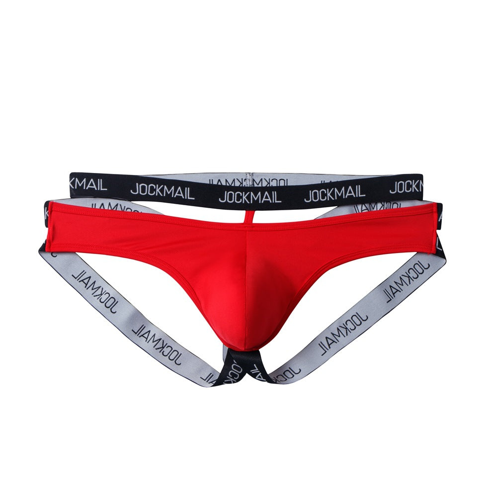 Additional product view of red Double Waistband Enhancing Pouch Jockstrap