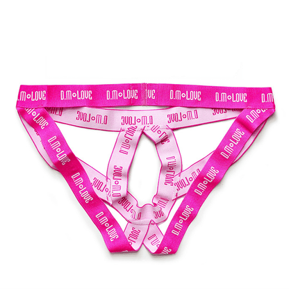 Rose Pink Open Ring Crotchless Strappy Jockstrap close up detail