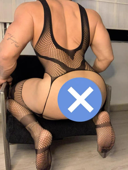 Black Black Crotchless Full Body Fishnet Bodystocking alternate view 5
