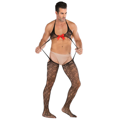 Bow Open Crotch Body Stockings Suspenders alternate view 10